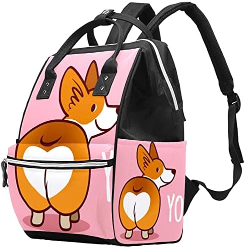 Куче Корги Сакам Розова Торба За Пелени Ранец Торби За Менување Пелени За Бебиња Мултифункционална Торба За Патување Со Голем