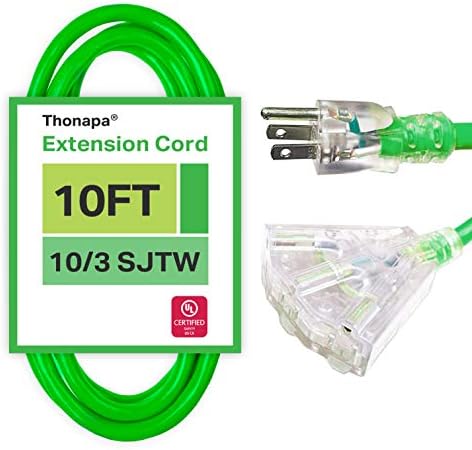 Thonapa 10 мерач на отворено продолжено кабел 75 стапки со 3 продажни места - водоотпорен кабел за продолжување на тешки работи со повеќе