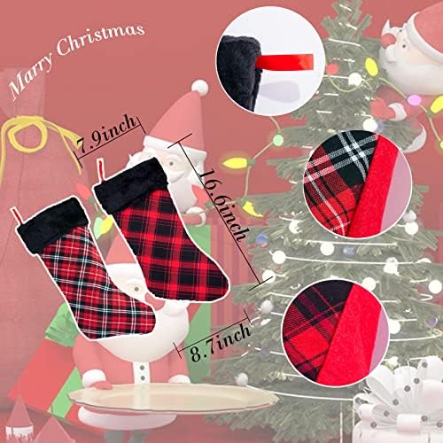 ПОРУНИ 13 Инчни Божиќни Чорапи Црвен Полиестер Кадифен Персонализиран Божиќ За Семеен Празник Божиќна Забава Декор Камин Виси За