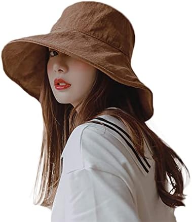 Longten женски кофа капа лето сонце широко заштитена пролетна есенска капа на отворено, преклопена капа на плажа памук
