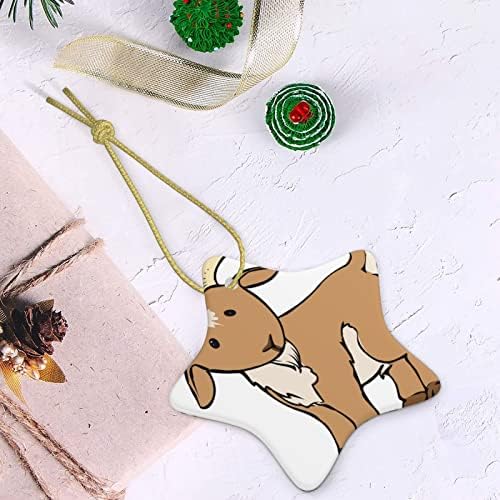 Кафеава коза 2022 Божиќен керамички приврзок за украсување на елката