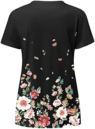 Женски есен летен кошула кратка ракав мека удобна облека y2k vneck памук графички обичен врвен маица за дами аб