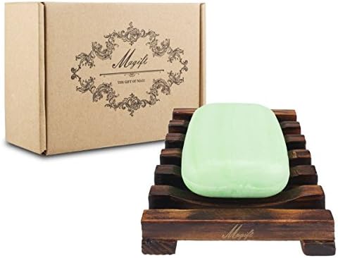 Држач за сапун со сапун, дрвен сапун кутија, сад за мијалник за када, правоаголен, рачен занает, природен дрвен држач за сапун, сунѓери, чистач