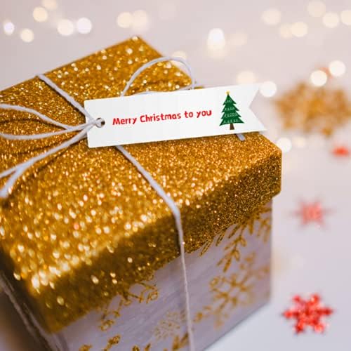 Crethinkaty 100 компјутери Божиќни подароци, ознаки за подароци за хартија, парцела за подароци, присутни обесени ознаки со