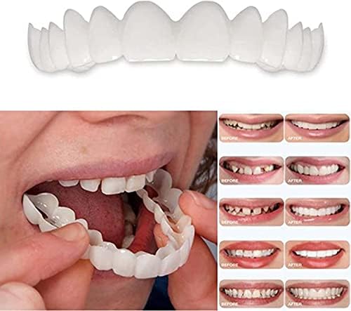 Лажни заби, 4 парчиња козметички протези на протеза за горната и долната вилица, протези на фурнири за мажи и украси за жени за секојдневни