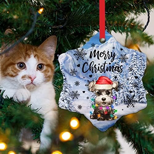Среќен Божиќ Дедо Мраз куче новогодишно дрво Виси украс Снегулка Божиќно куче Божиќни украси подарок англиски булдог керамички