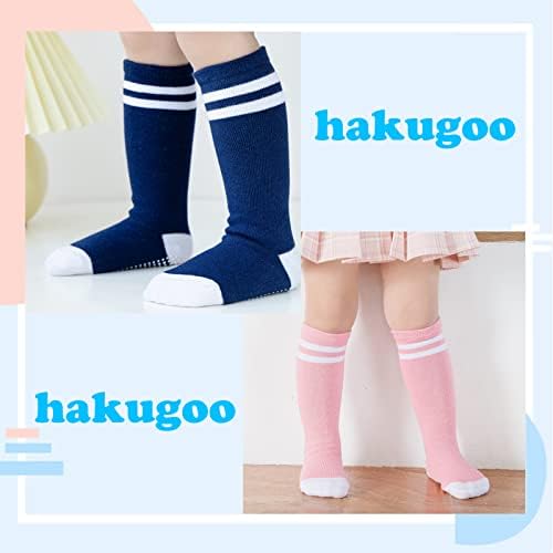 Бебе колено високи чорапи мали деца кои не се лизгаат цевки 5 пара атлетски зафат чорапи-деца момчиња девојчиња
