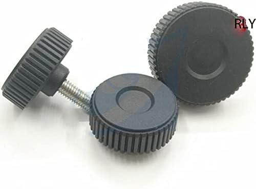 2 парчиња M8 M10 конкавно копче за завртки за рака, најлонска тркалезна глава црна врежана рачна тркала пластична мрежа рачка од не'рѓосувачки