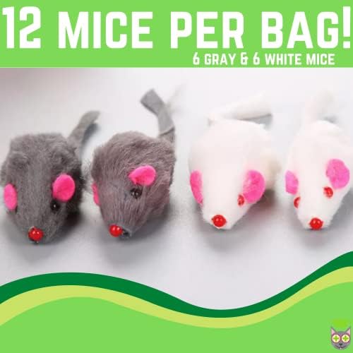 Смоки Засолниште Зајакот Крзно Глушец Мачка Играчка 12 По Пакет Бели И Сиви Нејасни Играчки За Мачки Со Штракаат Реални Лажни глувци