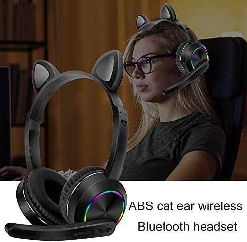Слушалки За Уши за Мачки, Безжичен Bluetooth Со Опкружувачки Звук Со Bluetooth 5.0 Слушалки Со LED Слушалки За Игри Што Се Преклопуваат