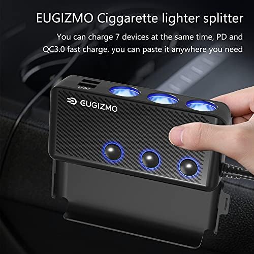 Адаптер за запалка на цигари за автомобили, USB C полнач 20W и Брзо полнење 3,0 Цигари за цигари Полес Сплитер 200W Висока моќност