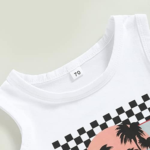 Детето бебе момче лето облека од кокосово дрво кравјо писмо за печатење на врвот и шорцеви за западно бохо бебешки облека