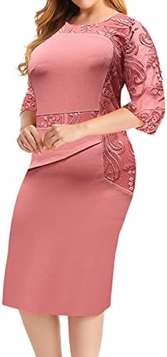 Kulywon Women 2023 дама фустан од дама Кејп плус големина модно печатење на половина ракав фустани со молив со долги ракави фустан памук памук
