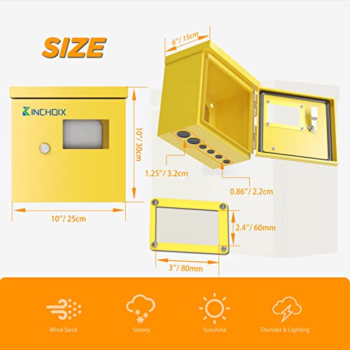 Електрична кутија Kinchoix Outdoor 10 x 10 x 6 '' NEMA 4x куќиште жолто електричен спој кутија водоотпорна електрична кутија за проекти
