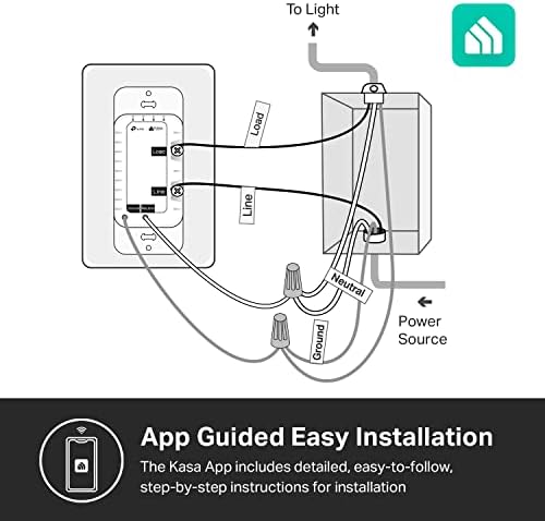Kasa Apple HomeKit Паметен Прекинувач ЗА Затемнување KS220, Потребен Е Еден Пол, Неутрална Жица, 2,4 GHz Wi-Fi Прекинувач За Светло Работи