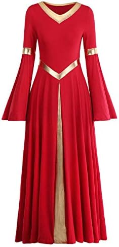 Метални пофалби за танцувања за жени за жени литургиски лирски танцувач bellвонче за танцување со долг ракав, облечена облека за облека