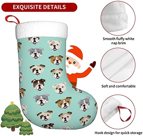 Аугенски Божиќни чорапи Глупав англиски булдог двостран камин што виси чорапи