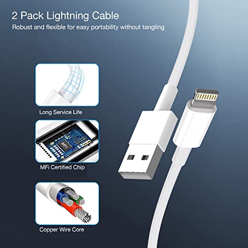 Полнач за iPhone, Cube Apple Charger iPhone [Apple MFI овластен] 2Pack 6ft Молња кабел Брзо полнач за полнење USB Wallидни полначи