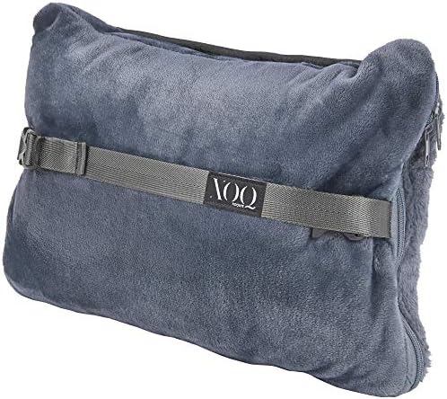 Xoqute Premium Coral Fleece Travel Pillow Black 2 in 1 | Компактен пат за патување и сет на перници | Патувачка перница и сет на ќебе