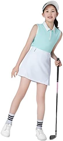QBK девојки голф облека за голф Поло кошула UPF50+ со 1/4 кватер патент