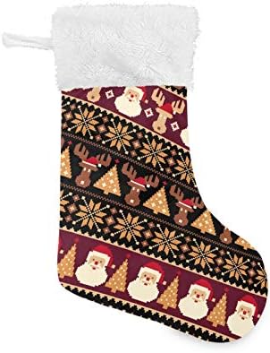 Божиќни чорапи на Алаза Божиќна шема со добра класична нордиска стилска персонализирана големи декорации за порибување за семејни празнични сезони Декор 1 пакет, 1