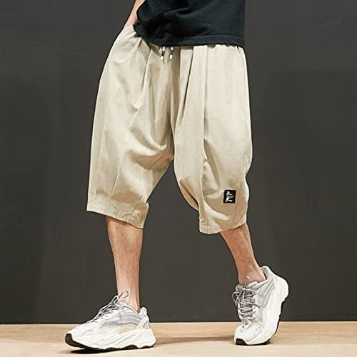 HDDK mens capris панталони јапонски стил плус големина лабава обични панталони лето под коленото еластично влечење џогер шорцеви