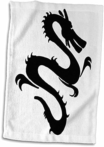 3drose Флорен азиска уметност - Ориентален црн змеј на бело - крпи