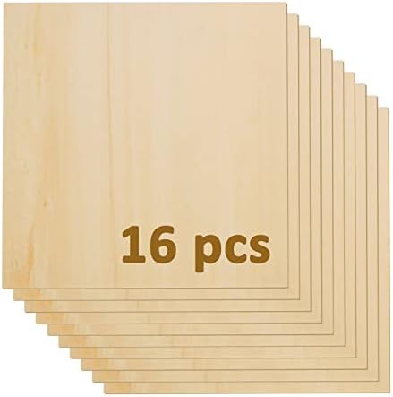 ОЈЗГИЈА 16 Парчиња Иверица Басвуд Листови 11,8 x11, 8 x1/8 3mm Недовршени Дрвени Листови ЗА Ласерско Сечење ГРАВИРАЊЕ Самостојно