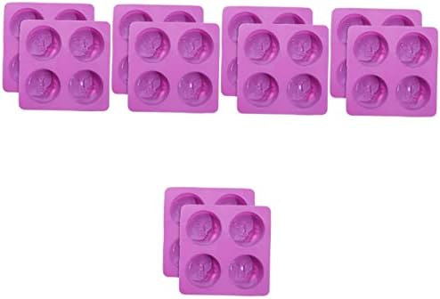 Sewacc 10 парчиња сапун од сапун, пара де силиконски торта калапи силика гел виолетова сапун гипс