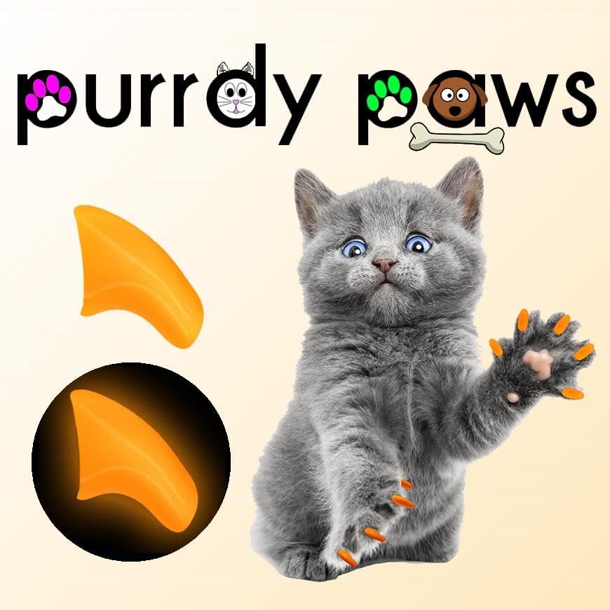 Пурди Шепи 40 Спакувајте Меки Капачиња За Нокти За Канџи За Мачки Портокалов Сјај-Во-Темно