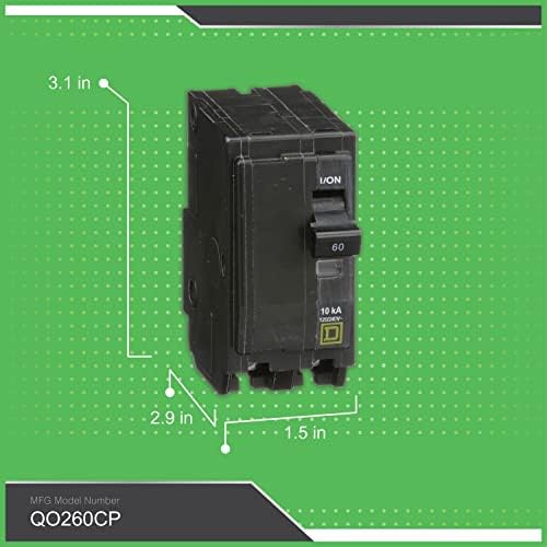 Плоштад Д од Schneider Electric QO260CP прекинувач на колото, пакет од 1, црно