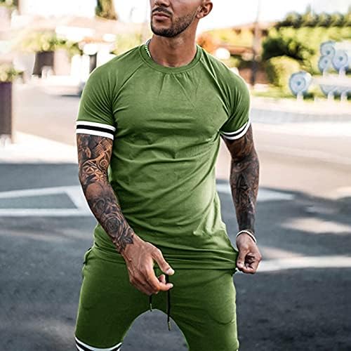 Xiloccer Mens Tracksuit летни потти за мажи за мажи 2 парчиња облеки за џогирање на кошули со кратки ракави и шорцеви спортска облека