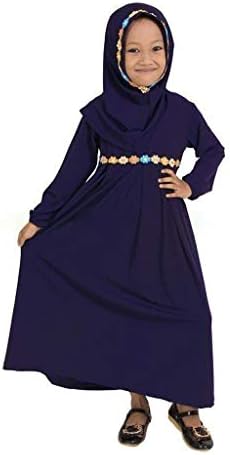 Детска девојка фустан муслиманска абаја со везел хиџаб бебе со долги ракави фустан и здолниште Традиционален етнички фустан