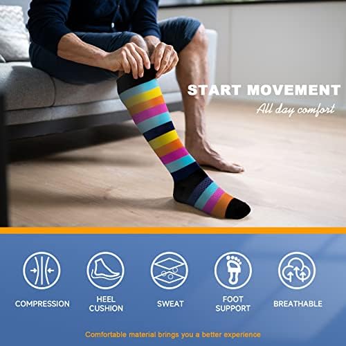 Cerpite Compression Cods For Women & Men Circulation 6 пара компресија чорапи 20-30 mmhg Најдобро за трчање, медицинска сестра,