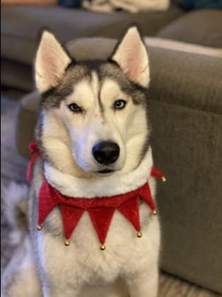 Шамија на Божиќни кучиња Aijiyi, црвена Божиќна кадифен јака ， меки и топло плетено додатоци за шал за кучиња миленичиња, погодни за