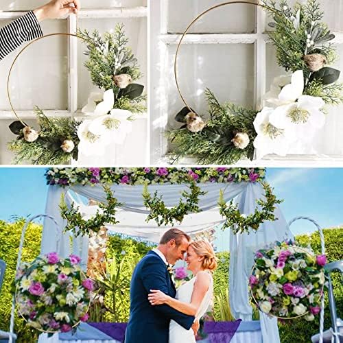 12 парчиња 12 -тина метална цветна кука за украси на маса, украси на трпеза, метален метален прстен за венчавки за свадбен венец, декор