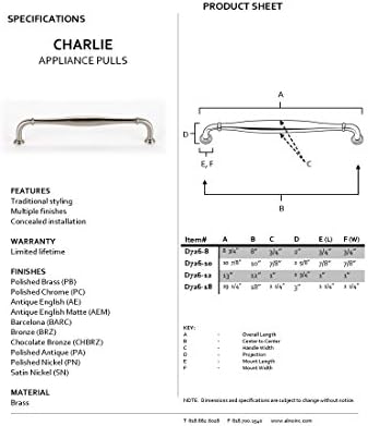 Колекцијата Арно Д726-18-ПБ Чарли Традиционална влечење на апаратот, полиран месинг