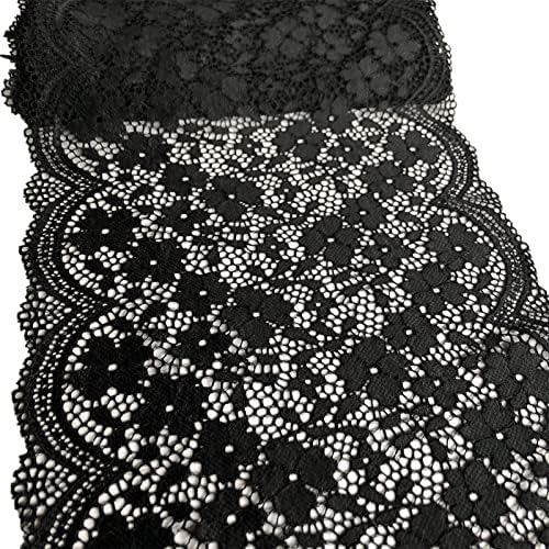 Lumket 8 инчи широка црна боја чипка лента исечена чипка ткаенина за тркач на маса, облека и DIY занаети-5 дворови