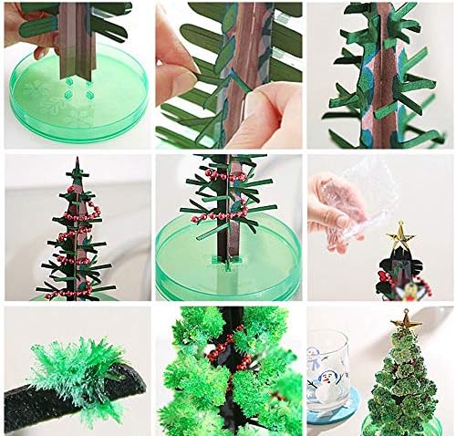 2 комплети магично растење новогодишна елка, неверојатна елка, смешна кристална подарок играчка играчка, украси хартиени дрвја/Божиќни