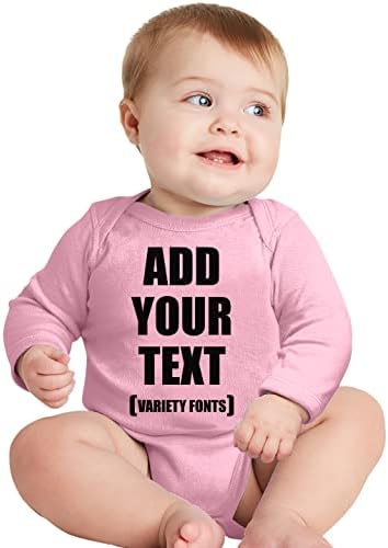 Прилагодено бебешко тело Додадете го вашето име на текстот Унисекс бебе со долг ракав со долг ракав