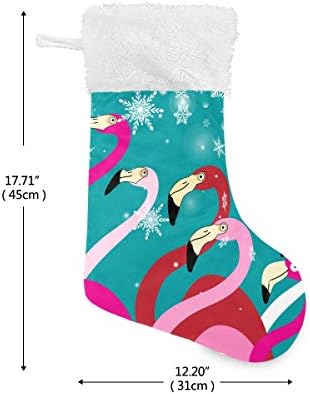 Божиќни чорапи на Алаза, Божиќни фламинго со Снегулка Класик Персонализирани големи декорации за порибување за семејни сезонски празници