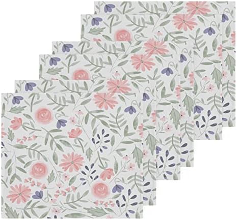 Кигаи розови цветни шема памучни памучни мијалници сет од 6, 12 x12 меки апсорбирачки мијалници за миење крпилести крпи за лице