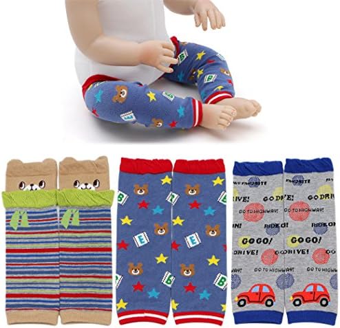Хиленто Бебе Кнепадс, сет од 3 топи за нозе за бебиња за ползење на затоплувачи на нозе за бебиња, заштитник на чорапи со колена