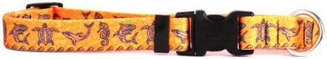 Дизајн на жолто Куче Племенски Мориња Портокалова Јака За Кучиња-Шолја Со Големина од 3/8 инчи И одговара на Големини на Вратот од 4 до 9 инчи