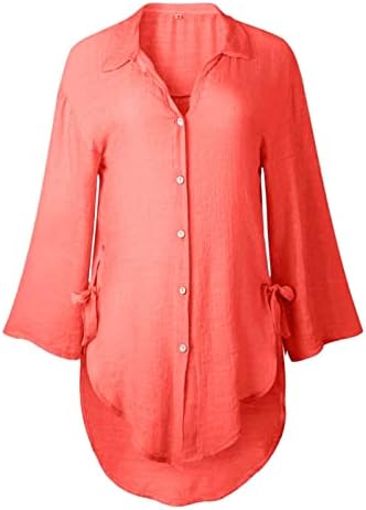 Кошули за женски фустани Тропски кошули за женски женски високи ниски обични 3/4 ракави против вратот Гауза Семејство летни маички кошули…
