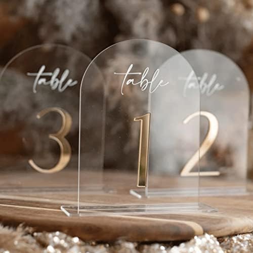 Арх акрилни броеви на табели чиста акрилна златна знак 12cm × 17 см, за декор центри за декорација Декорација златни броеви на маса луксузна свадбена