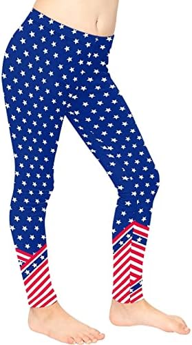 Ванинт Американски Знаме Печатење Девојки Хеланки Патриотски Сад Ѕвезда Шарени Сини Црвени Панталони За Танцување Трчање Јога Деца