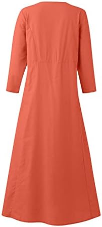 Долги фустани на Nokmopo за женски модни обични цврста боја на памук без ракави без ракави