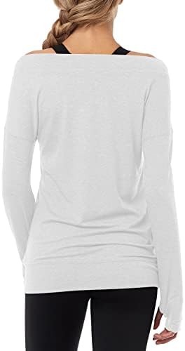 Музиуер со долги ракави за вежбање кошули со рамо со долги ракави со јога спортска долга маица активна облека со дупка со палецот