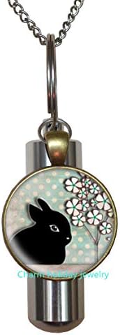 Зајак шарм Кремација Урна ѓердан Симпатична зајаче урна накит за животни, зајачки подарок, подарок за зајаче, спомен на зајакот,-134